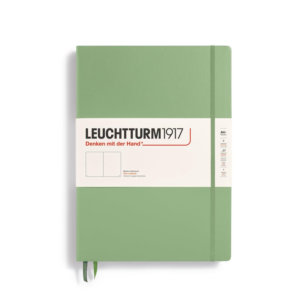 Notitieboek A4+ Saliegroen Hardcover 235 Genummerde Blanco Pagina's