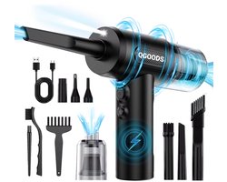 2-in-1 Auto Stofzuiger - Zuigen & Blazen - Kruimeldief - 7 Opzetstukken - Oplaadbaar - Handstofzuiger - Airduster - Zwart