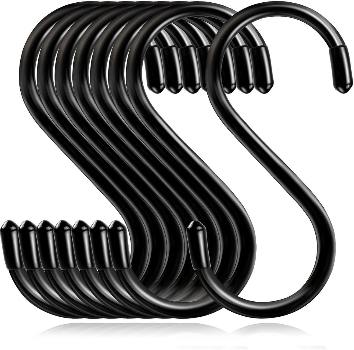 6x Sterke S-Haken 12,5 cm Zwart Vinyl gecoat voor Ophangen Kast, Keuken, Planten en BBQ