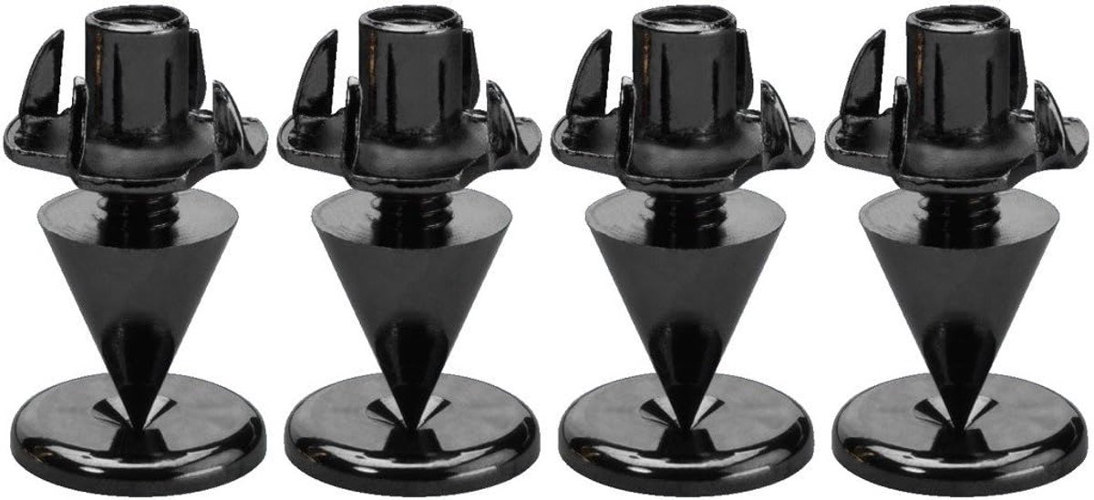 Set van 4 Slanke Luidspreker Spikes (Zwart/Chroom) - Universele Speaker Voetjes