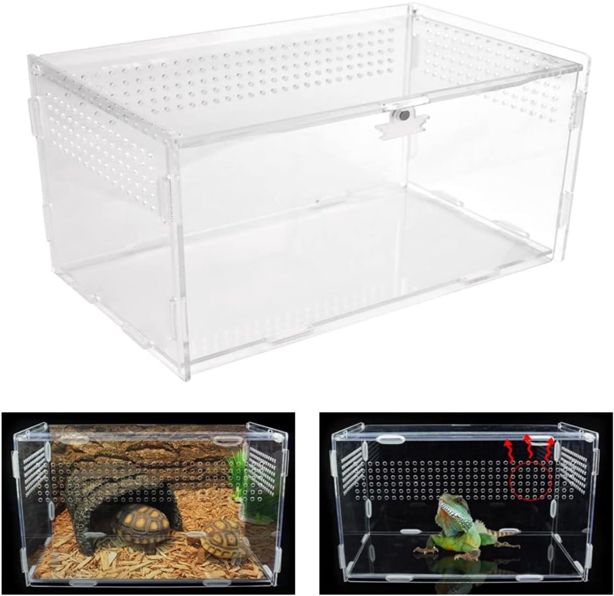 Core® Acryl reptielenkweekbox - mini terrarium transportbox - Transparant - 12cm x 12cm x 20cm