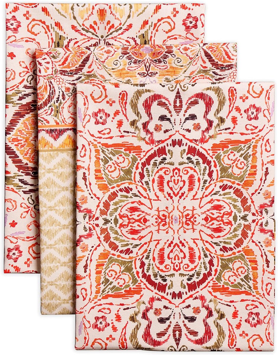 Set van 3 Theedoeken 100% Katoen Absorberend met Ophanglus 70x50 cm