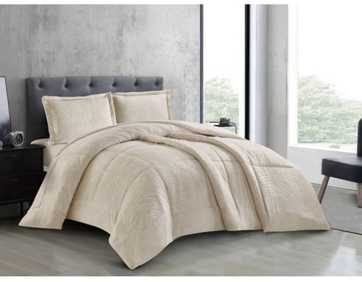 Lavella Nazli Bedsprei Set 3-delig - Beige - 260x240cm - Flanel