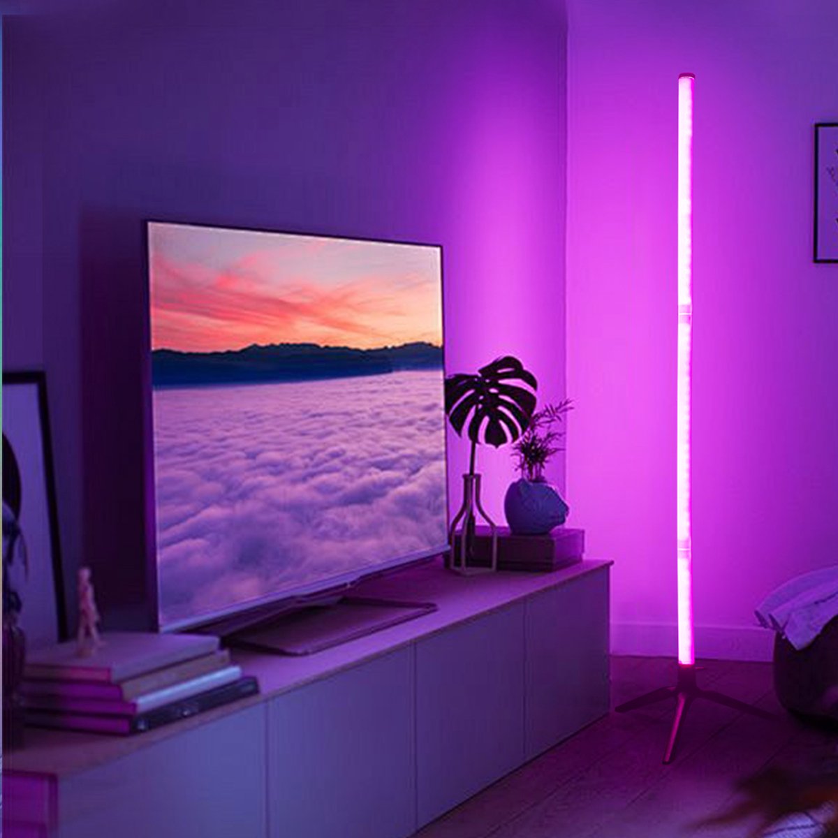 MoodLux | Staande LED lamp met afstandbediening en USB aansluiting - Rond