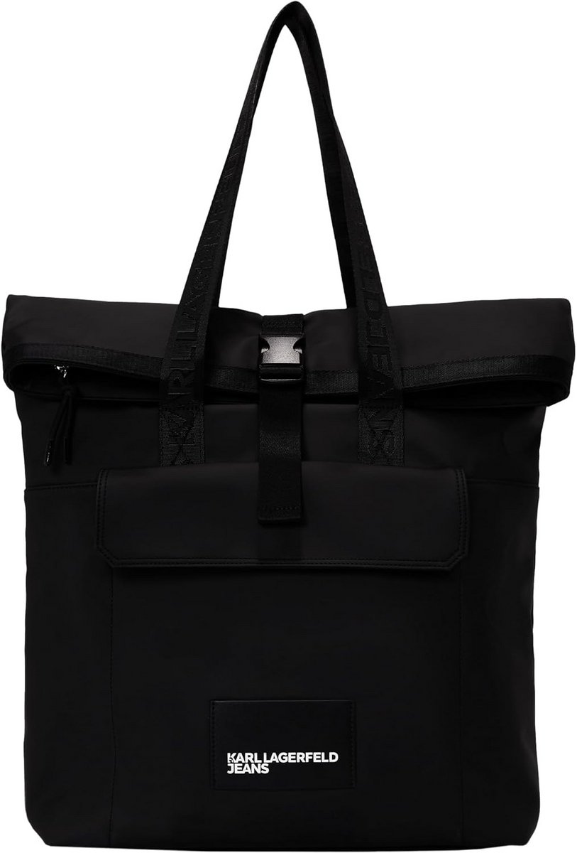Moderne Rolltop Tote Tas Zwart - Stijlvolle Shopper voor Dames en Heren