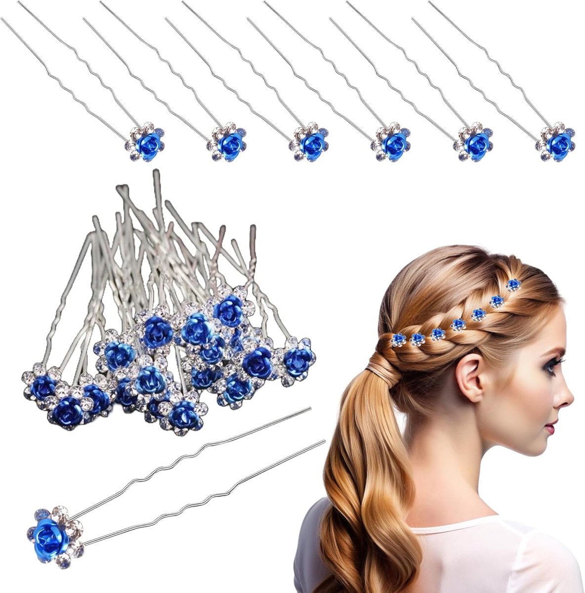 10 Stuks Roze Kristallen Roos Haarspeldjes Bruid Haaraccessoires Bruiloft & Feest