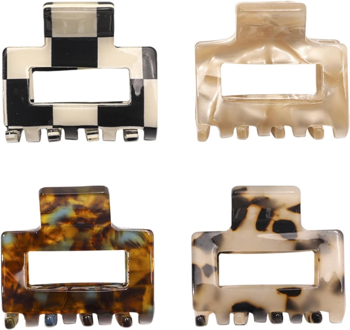 4 Stuks Kleine Acetaat Haarclips Klauw Antislip voor Dun tot Dik Haar