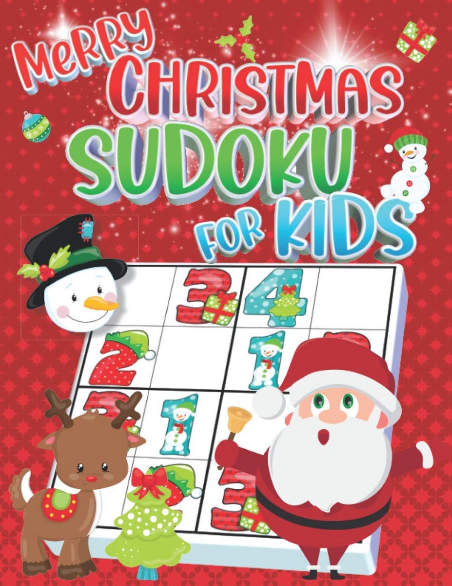 Kerst Sudoku Kinderen - Puzzelboek Logica - Vakantie Ontspanning - 180 Puzzels 4x4 6x6 - 21.59 x 27.94 cm