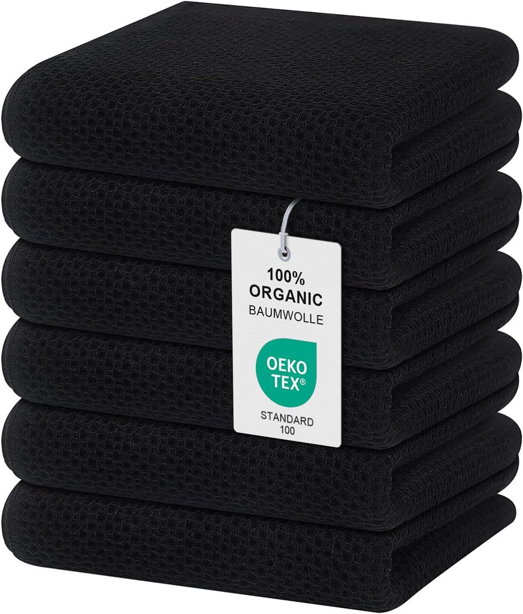 Keukendoeken Katoen 6 Stuks Absorberend Zwart 32x72 cm Servetten
