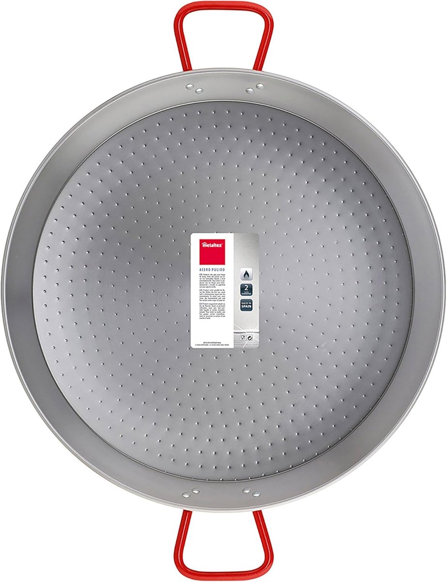 Grote Paella Pan 70 cm - Gepolijst Staal voor 30 Personen - Professionele Kookpan