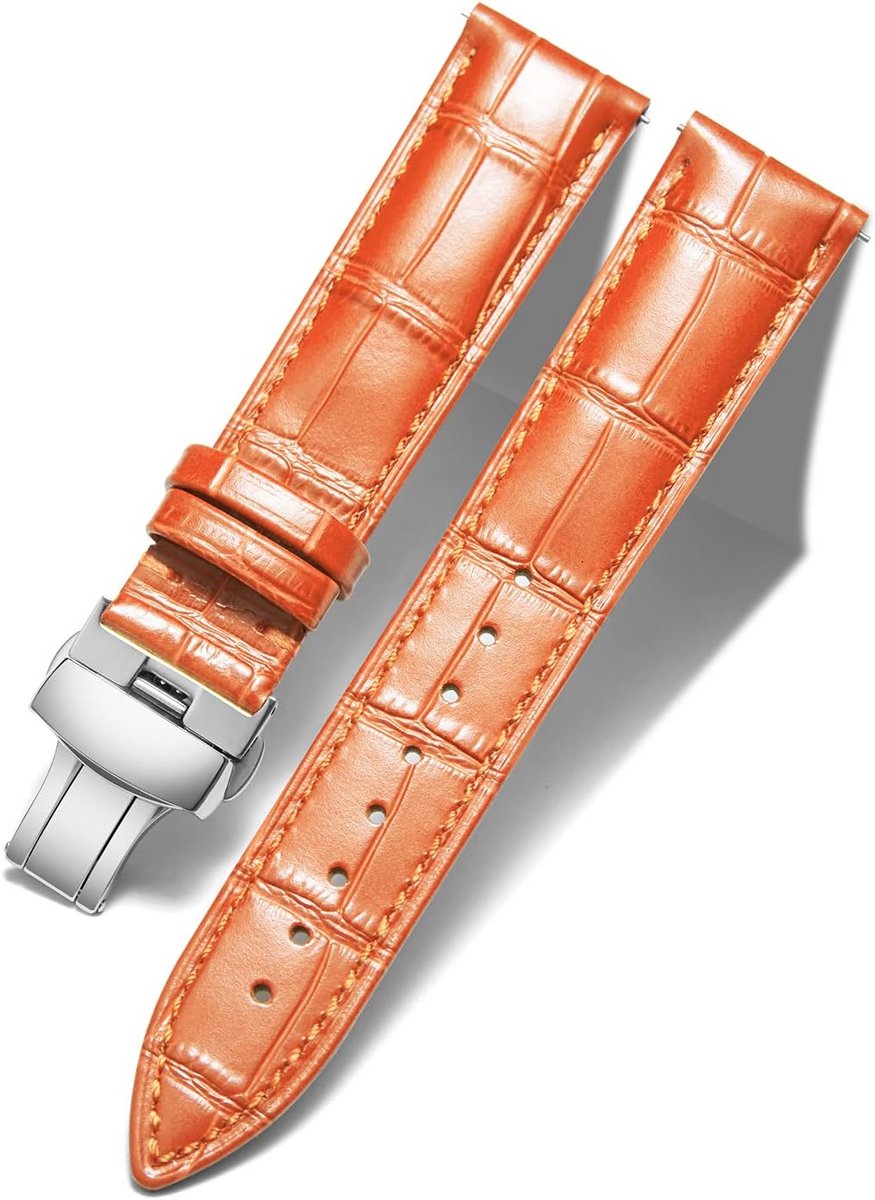 Luxe Leren Horlogeband Vervanging met Vlindersluiting - Universele Maat Kleurkeuze