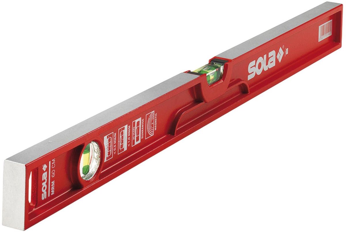Waterpas Met Waterpasbollen Aluminium 60 cm Rood Grijs