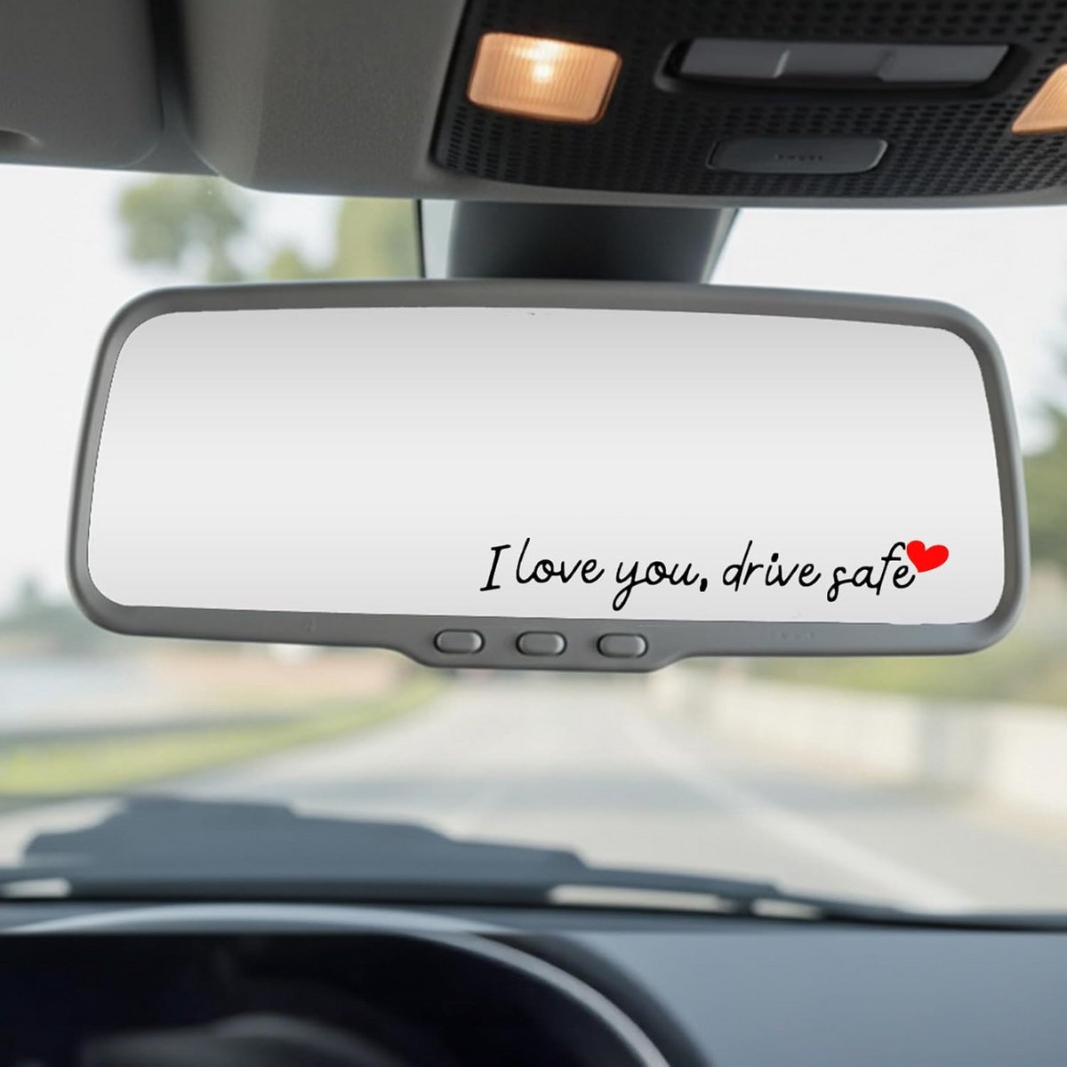 10x Hartvormige 'Rij Veilig' Auto Spiegel Stickers Zwart - Waterdichte Interieur Decoratie