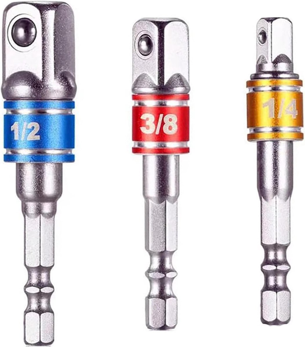 Allecto - Impact Grade Dopsleutel Adapter Set - Duurzaam en Veelzijdig - Geschikt voor Doe-Het-Zelf en Auto Reparatie - 3 Stuks - High-Speed Moeraa...