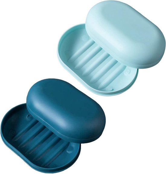 SoftcuteLee Savonnette avec couvercle Voyage Étui à savon Savon Bar Voyage Savon Boîte de savon étanche Conteneur Porte-savon Porte-savon bar refermable Assiette à savon Rangement pour douche Voyage Marche Salle de bain École Gym - 2 PCS