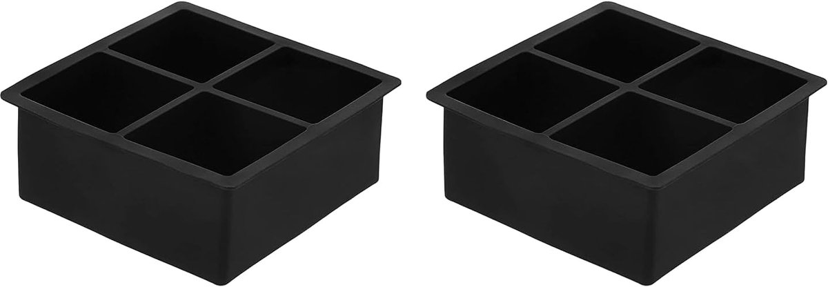Vierkante ijsblokjesbakjes - Siliconen vormen - Drankjes koelen - Set van twee - 108 cm - Zwart