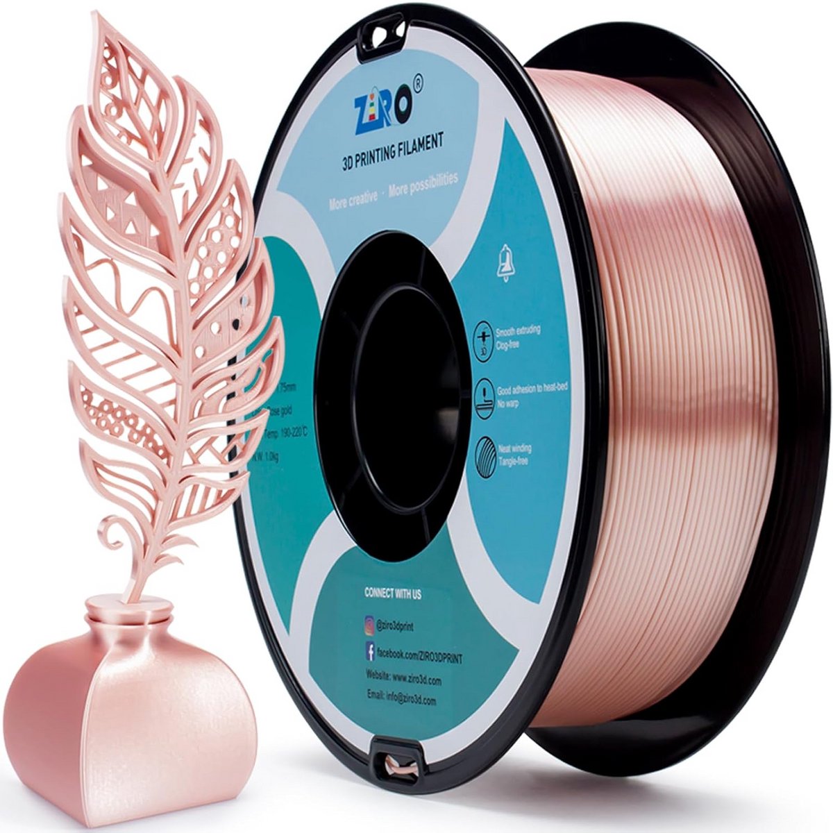 Zijde PLA Filament 1.75mm voor 3D Printer - Glanzend en Metaalachtig Oppervlak - 1KG Spool