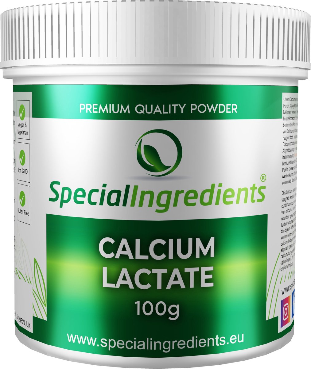 Calcium Lactaat - 10 kg - Calcium Lactate - Sferificatie - Reverse Spherification - Popping Boba - Bubble Tea - Hersluitbare Pot - Recycled Plastic