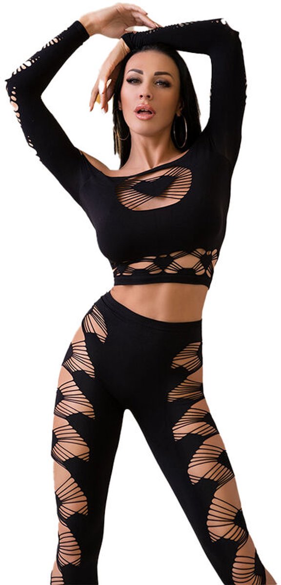 Chilirose - Cr 4436 Top & Leggins Black S/L