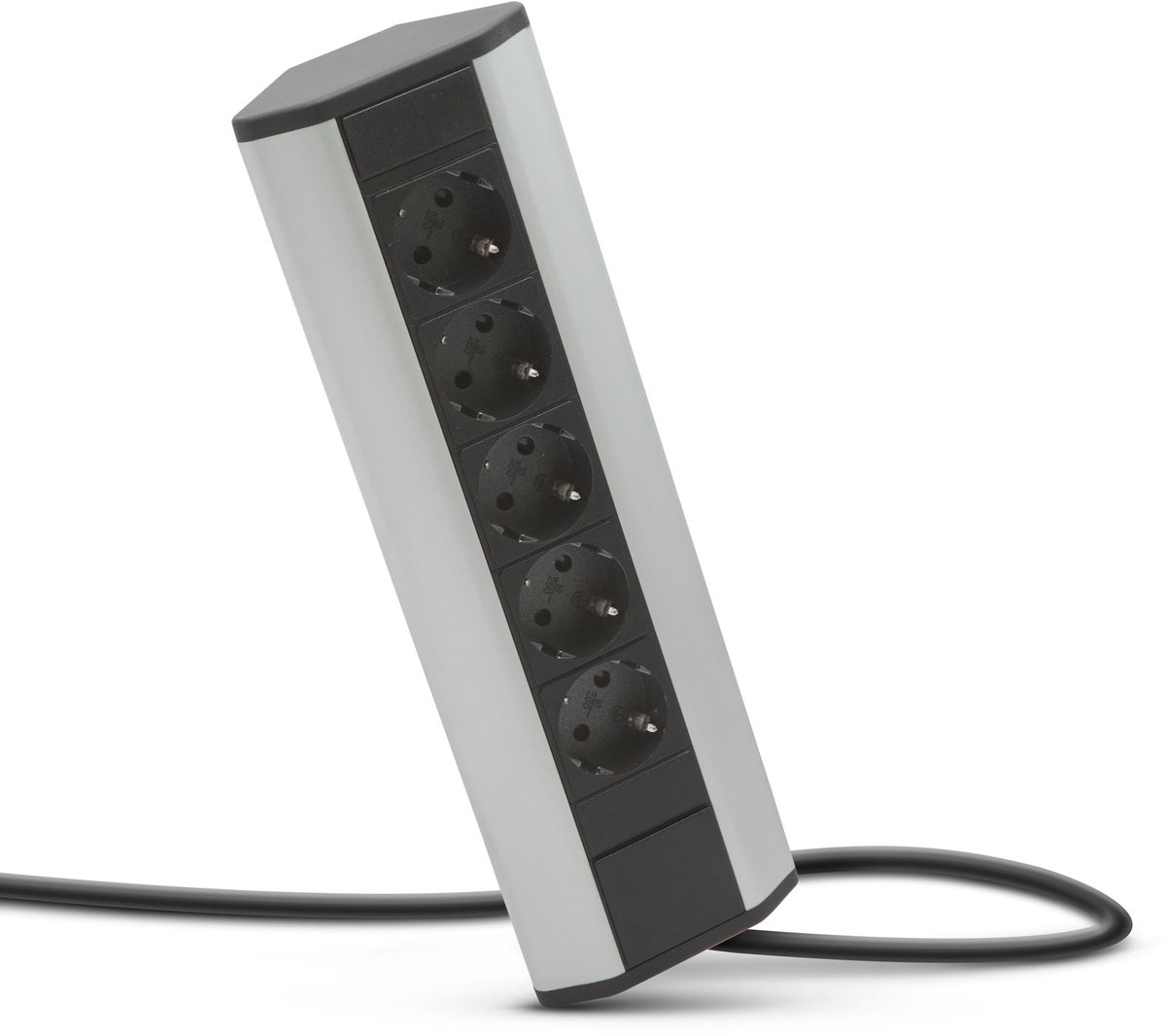 Hoek Stekkerdoos - 3 Stopcontacten - 3500W - 16A - 1,5m Kabel - Aluminium Design - Compact - Kindveilig - Voor Keuken Kantoor Woonkamer [20482]