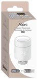 Doos van de Aqara Radiator Thermostaat W600 met een afbeelding van de witte thermostaat en compatibiliteitslogo's.