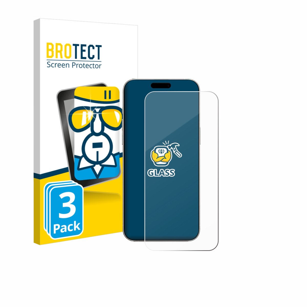 BROTECT - Glas Screenprotector voor Apple iPhone 16 Pro - Gehard Beschermglas 9H 3 Stuks