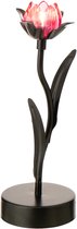 J-Line Lampe de Table Fleur - métal - noir/rose - small - lumières LED