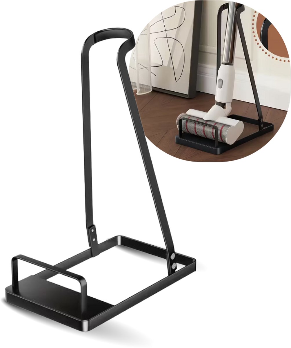 Universele Stofzuiger Standaard – Zwart Staal – Voor Steelstofzuiger & Kruimeldief – Vrijstaand Docking Station – Ruimtebesparende Stofzuigerhouder / Staander - Zonder Boren