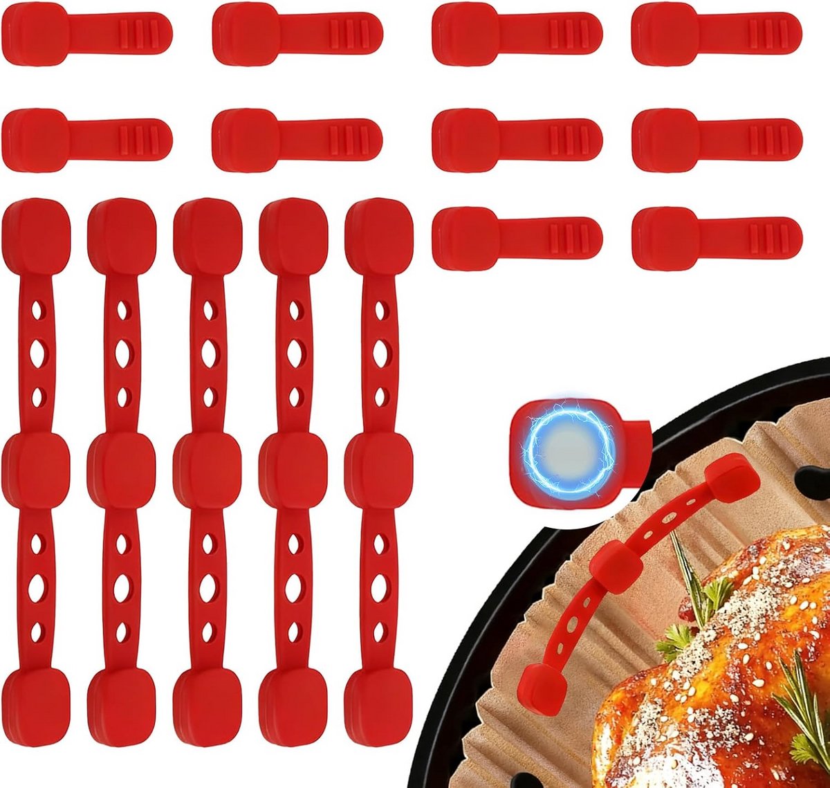 15x Sterke Siliconen Magneten voor Airfryer Bakpapier - Hittebestendig & Voedselveilig