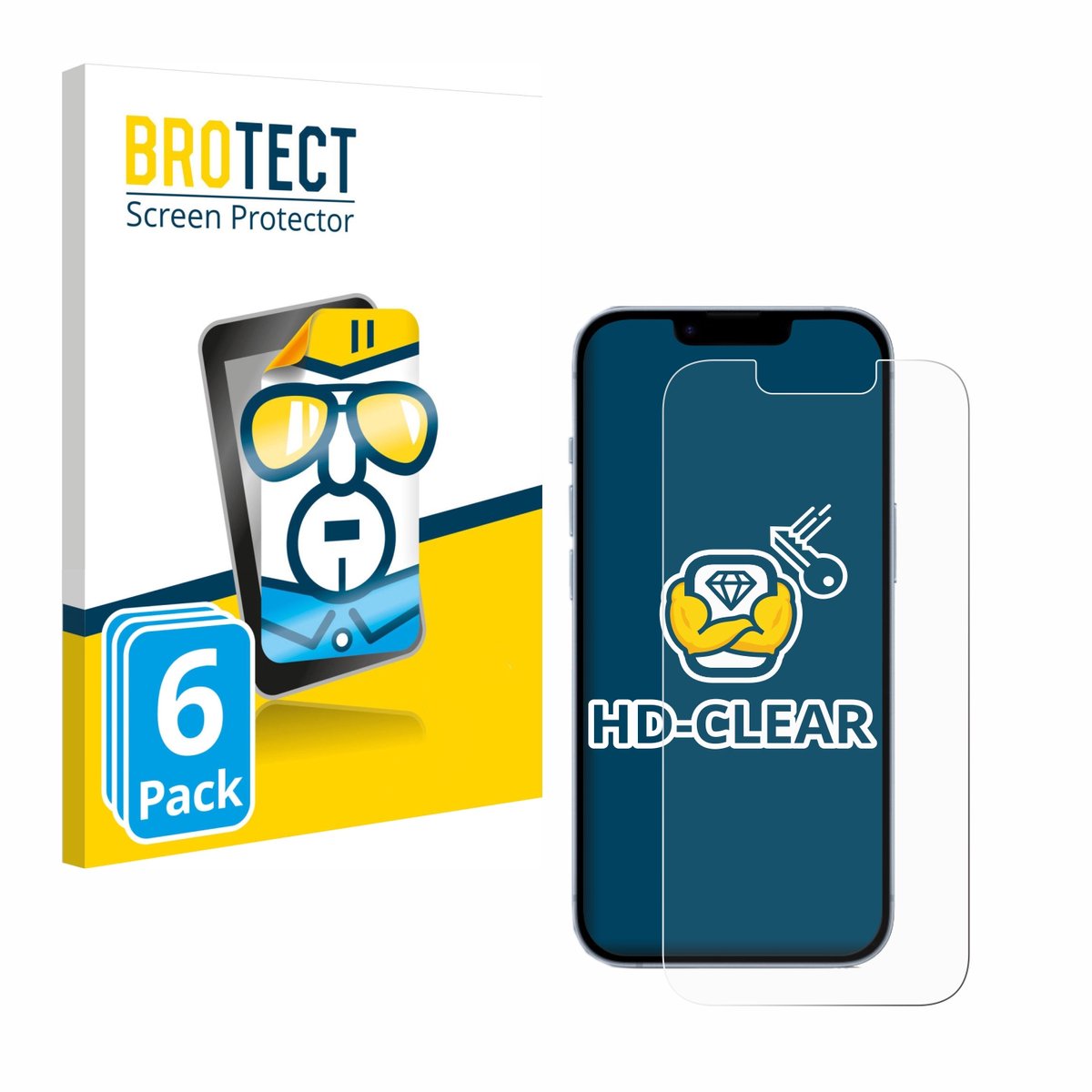BROTECT - Screenprotector voor Apple iPhone 14 - Folie Beschermfolie transparant 6 Stuks