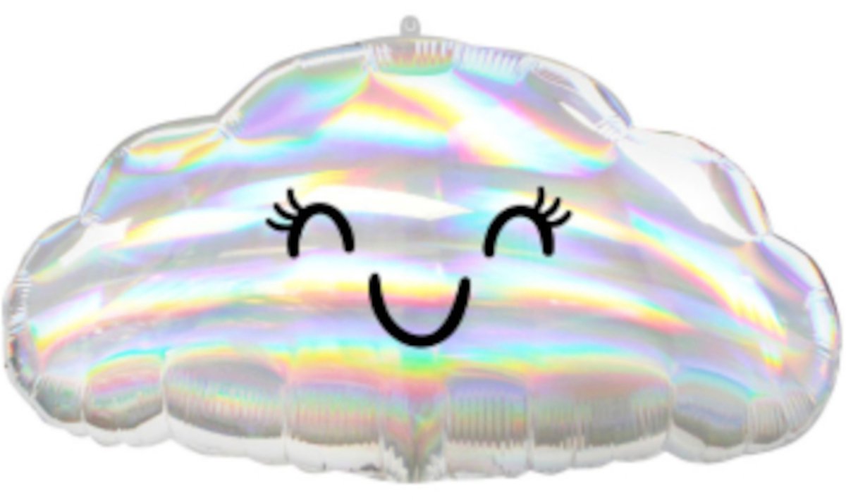 RIETHMULLER - Iridescent aluminium ballon wolk 58 x 30 cm lachend gezicht