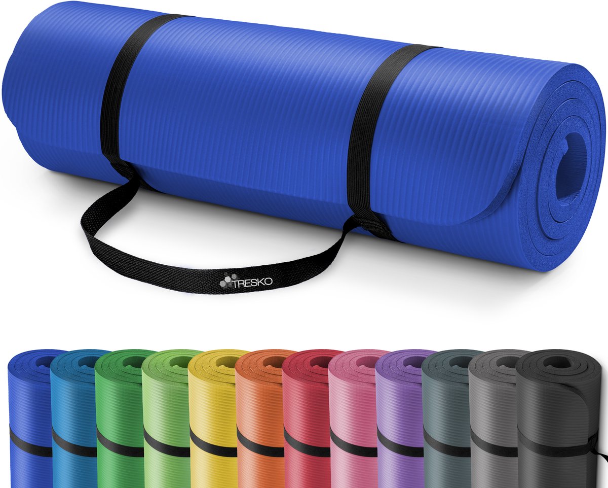 Yoga mat donkerblauw 1 cm dik