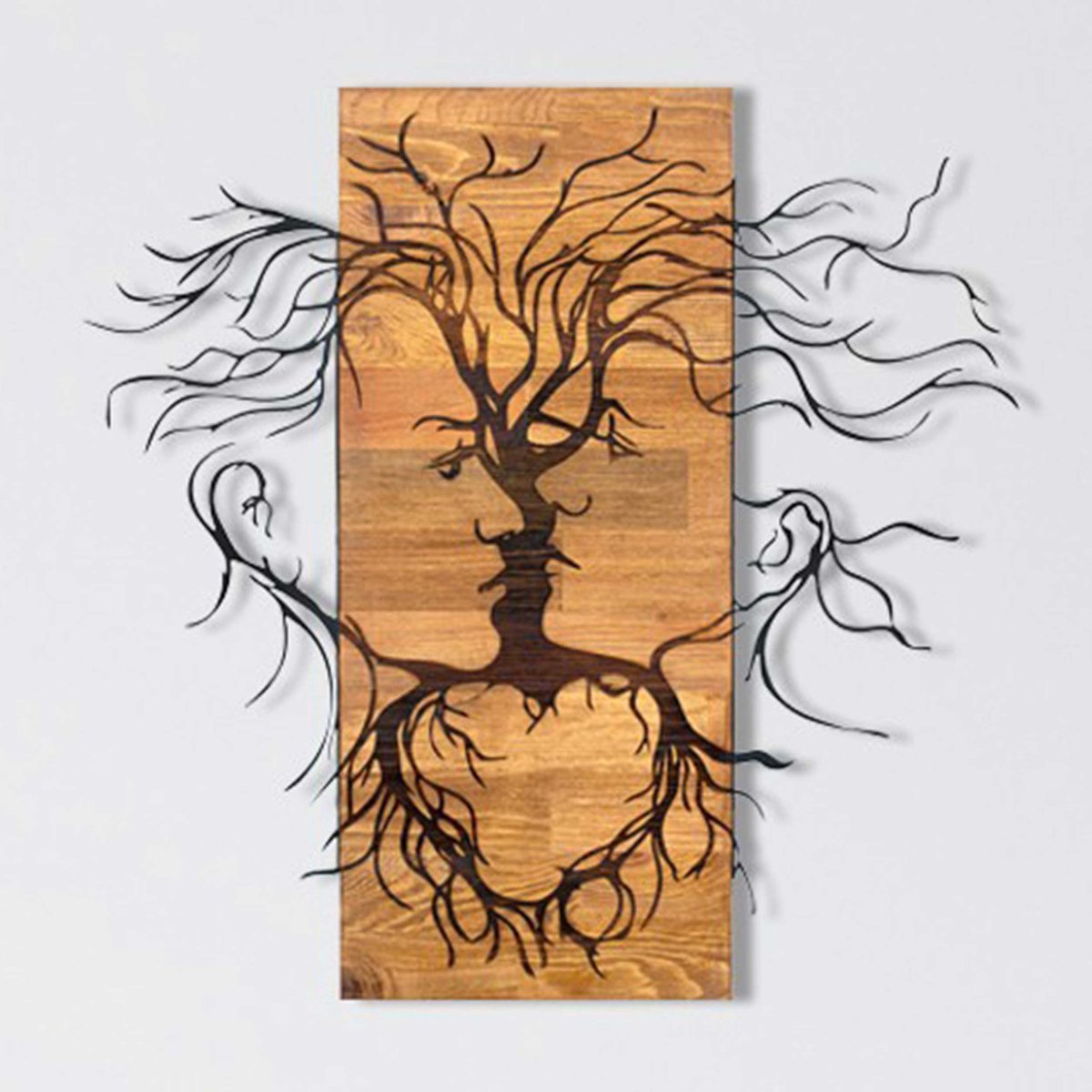 Enzo Decoratieve Houten Wandaccessoire | Houten Lijst | 60 X 57,5 cm - Emob - Wooden_wall_decor - Bruin; Zwart - Metaal
