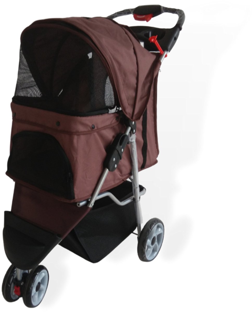 Bol.com Topmast Modern - Hondenbuggy - Donkerbruin - Inklapbare - 3 Wielen - Comfort Buggy aanbieding