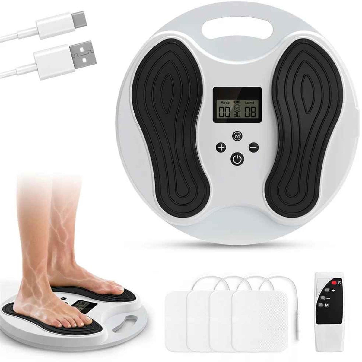 Jently voetenmassage apparaat - elektrisch - spierstimulator - wit -