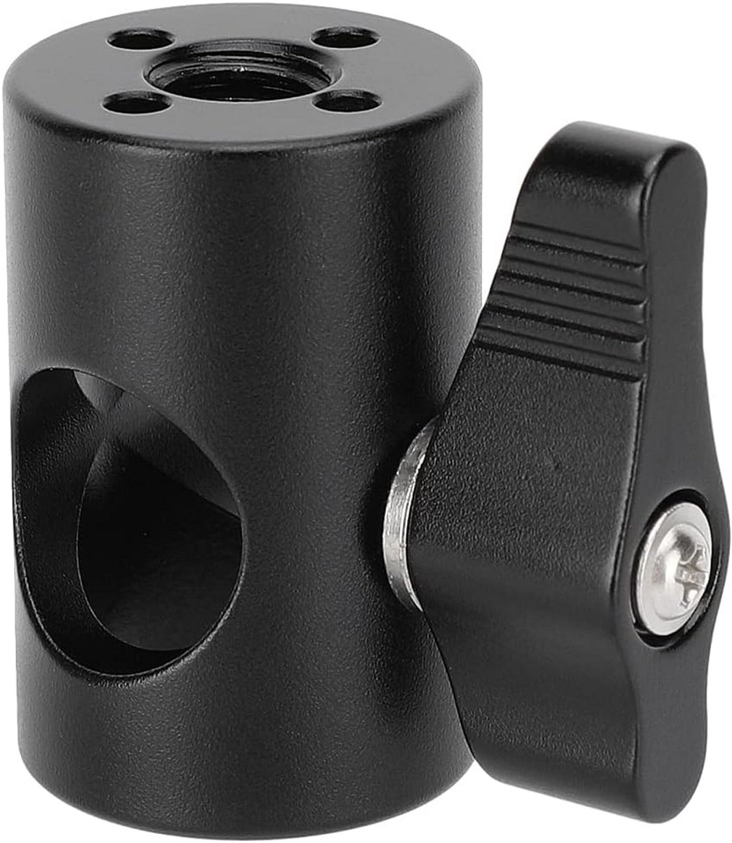 Lichtstatief Adapter met 3/8-16 Schroef en 4 Positioneringsgaten Zwart