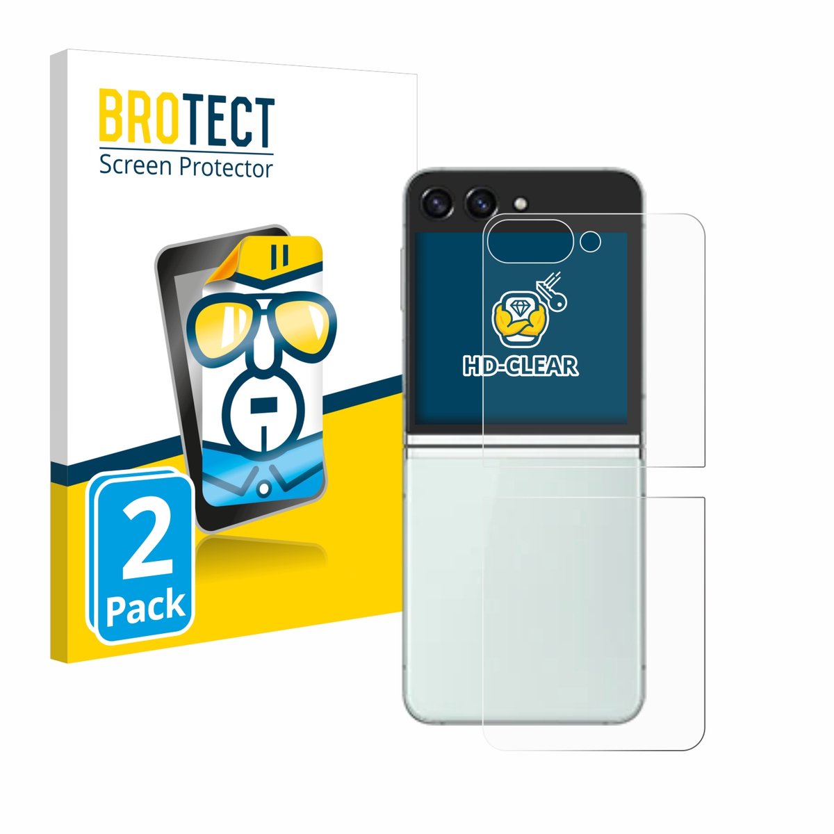 BROTECT - Screenprotector voor Samsung Galaxy Z Flip 5 (Achterkant) - Folie Beschermfolie transparant 2 Stuks