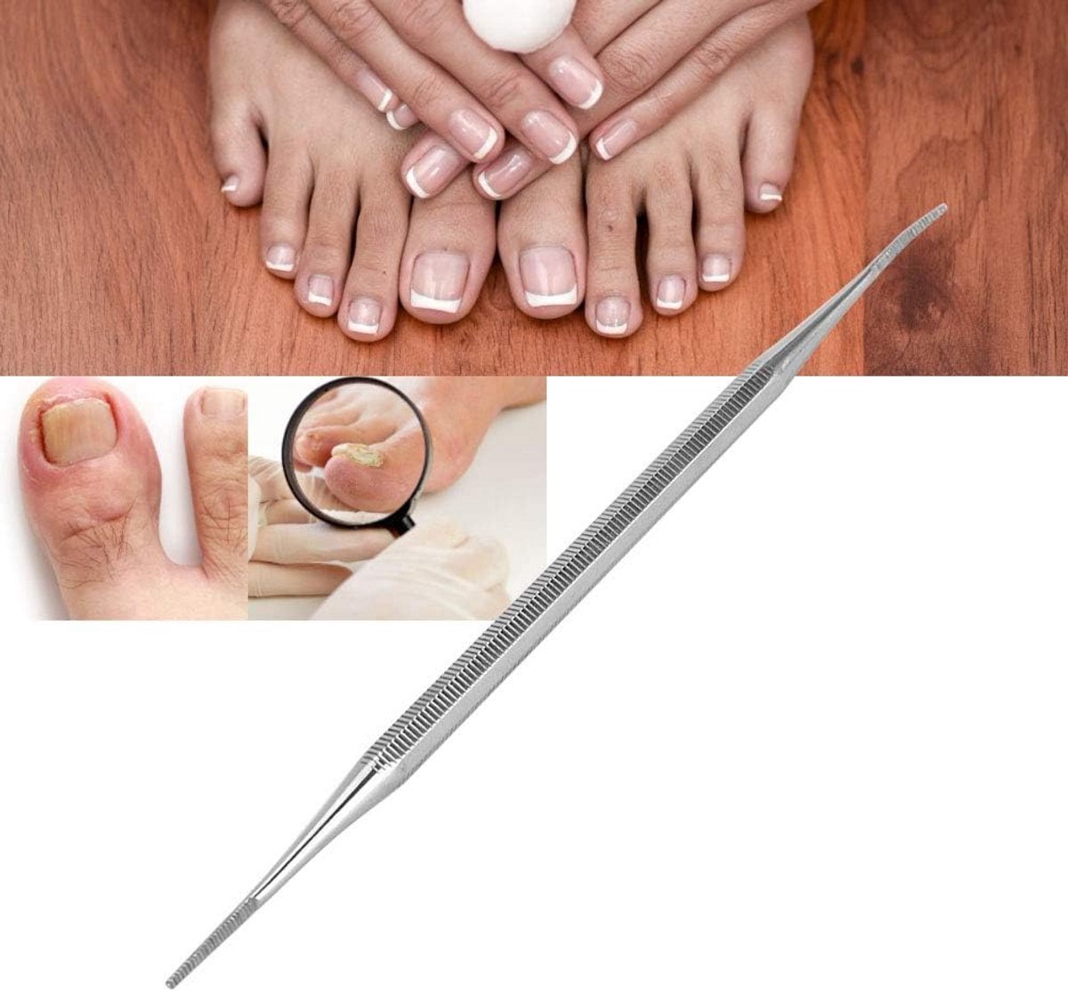 Dubbelzijdige RVS Teennagelvijl en Nagelreinigingsgereedschap