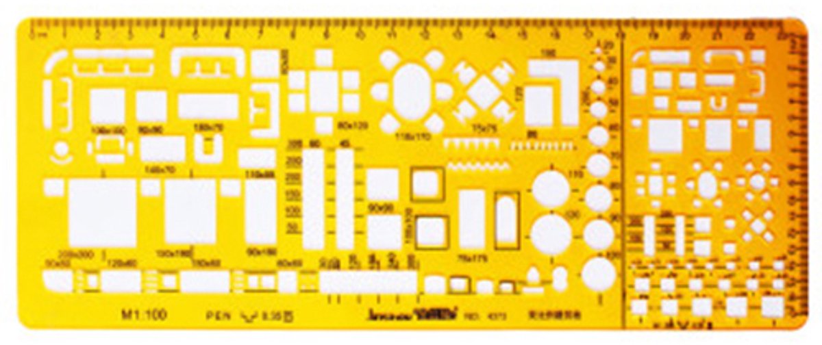 Meubel template 1:100 en 1:200 tekenmal kunststof NO. 4373