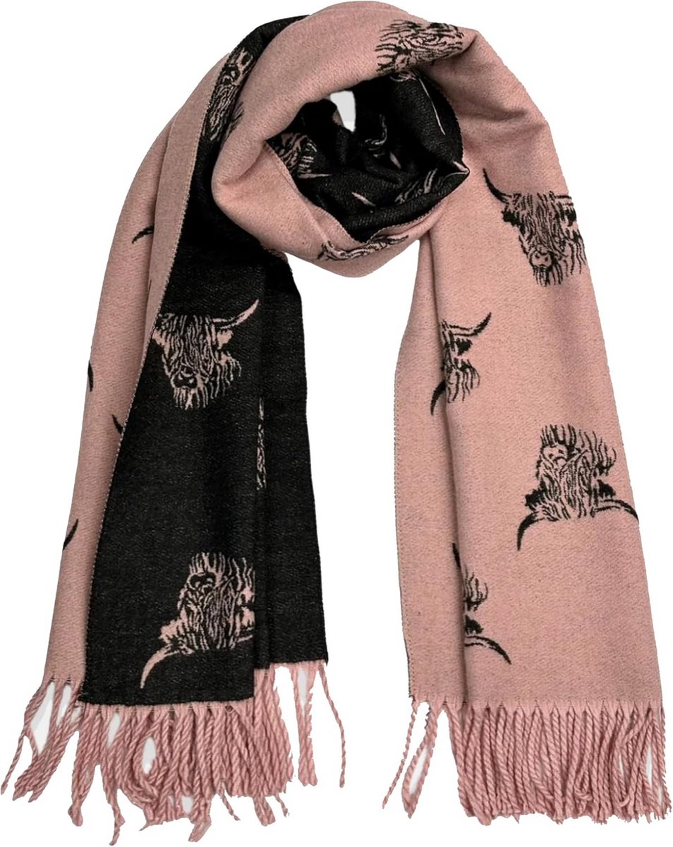 Extra Zachte Sjaal met Schotse Hoogland Koe Dessin voor Herfst en Winter