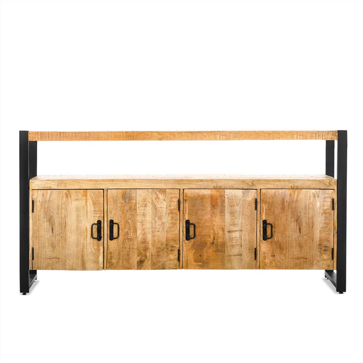 duoliving Dressoir Migoto – 4 Deuren – 175 cm – Modern Opbergkast – Mangohout naturel naturel mangohout