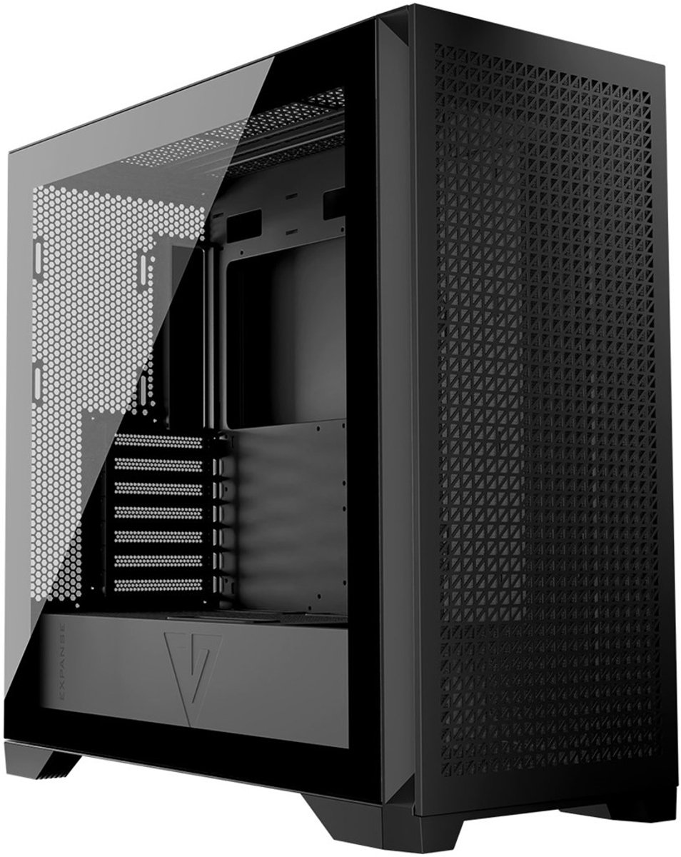 MODECOM Volcano Expanse T APEX MIDI White - Midi Tower Behuizing - Triangle Airflow Design - Gehard Glas - USB-C - Geen Fans (NF) - Wit