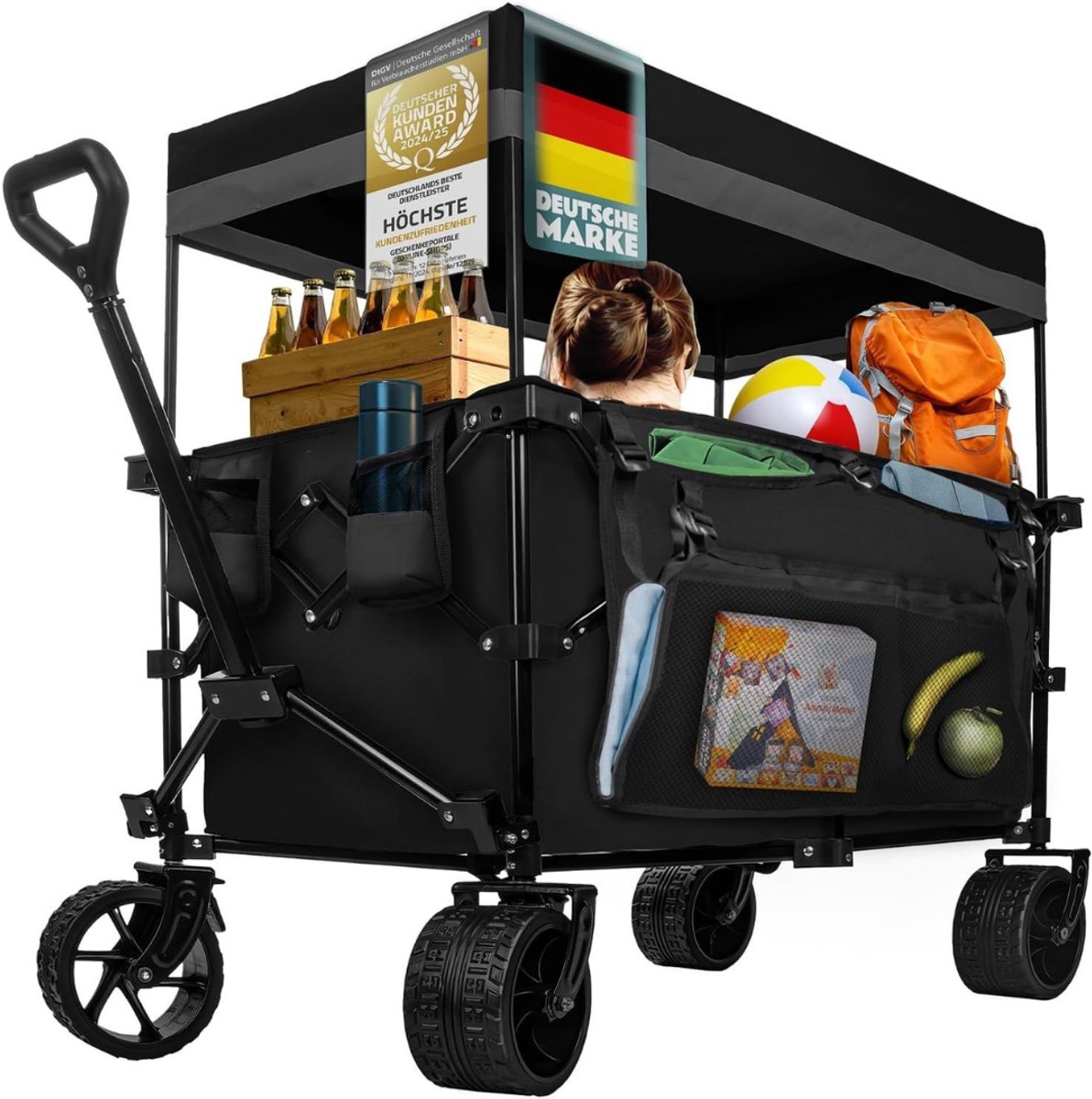 Zyrex® Bolderkap Opvouwbaar Luchtbanden - Bolderkar - Bolderkar Opvouwbaar - Zwart - 90cm x 50cm x 100cm