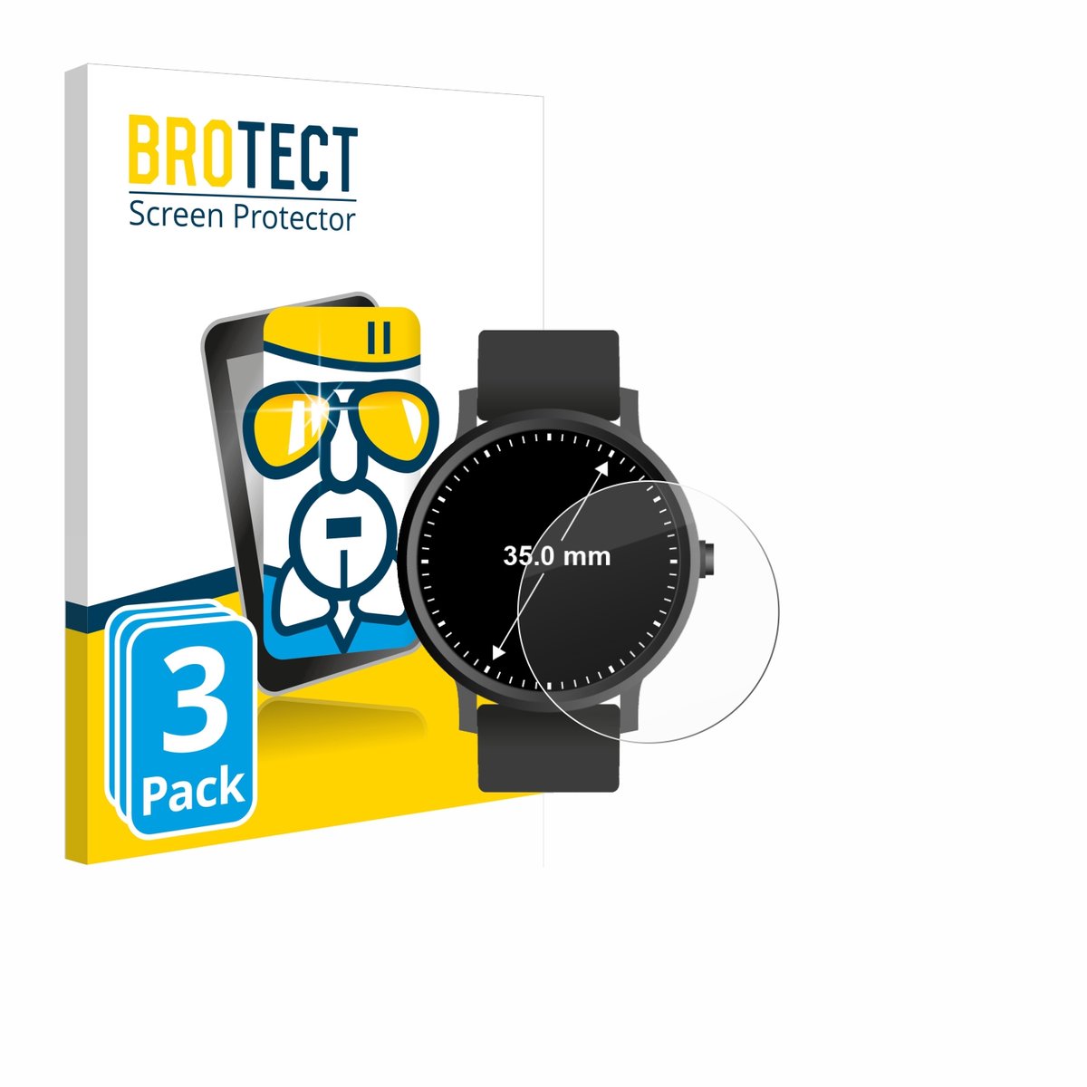 Screenprotector 3 Stuks voor Ronde Displays (ø: 35 mm) Beschermglas transparant