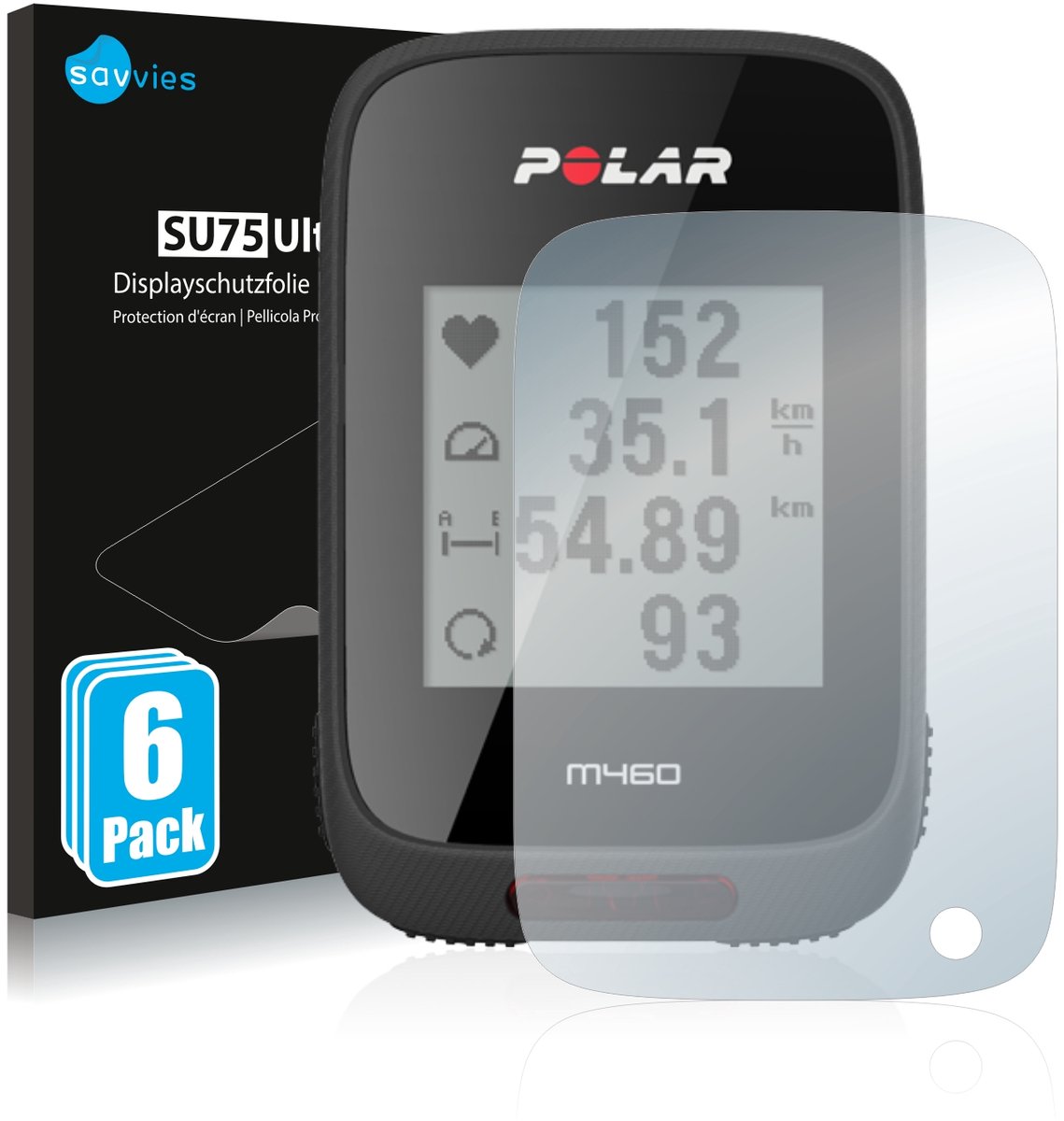 Savvies - Screenprotector voor Polar M460 - Folie Beschermfolie transparant 6 Stuks