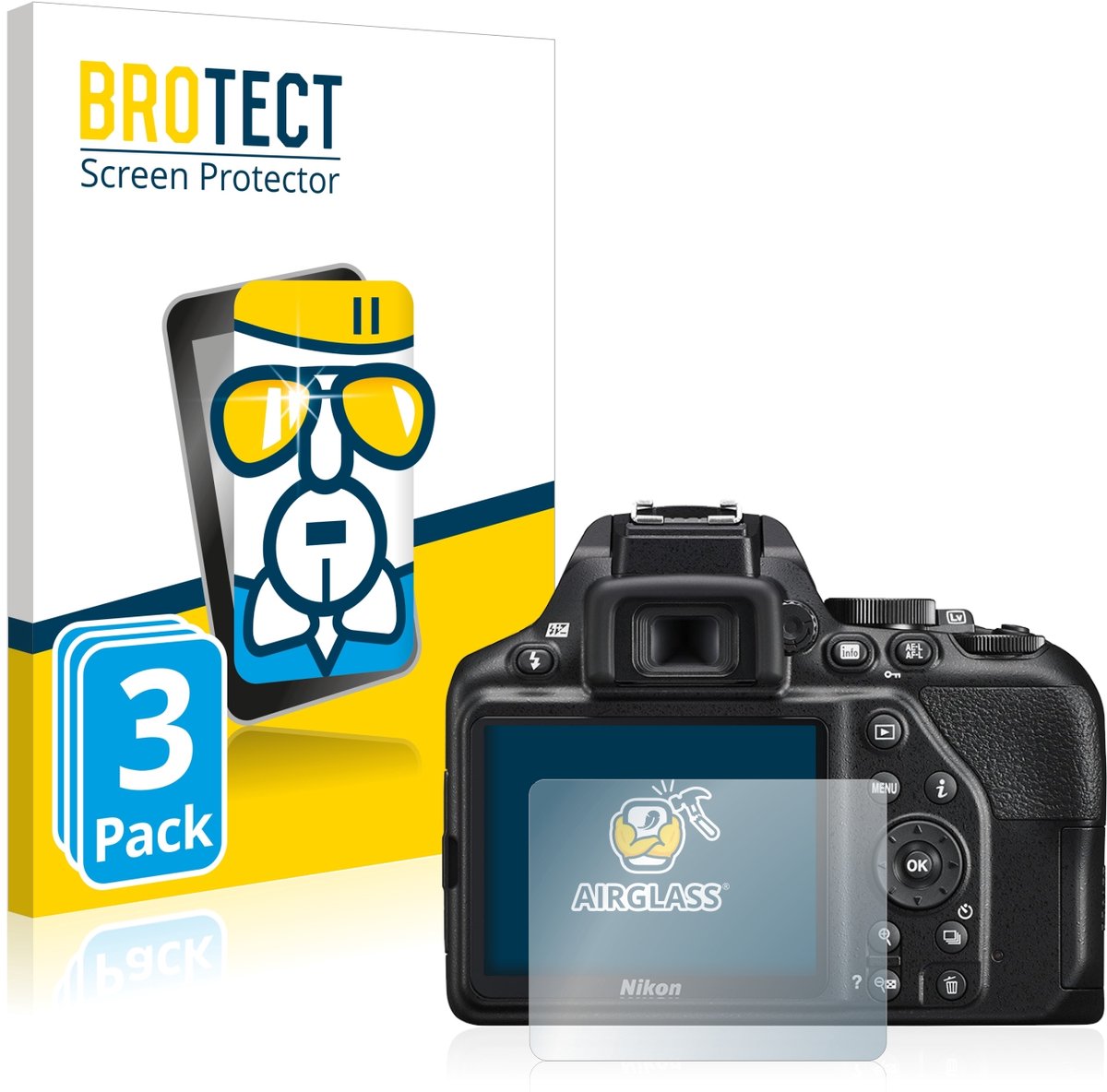 Screenprotector 3 Stuks voor Nikon D3500 / D3300 Beschermglas transparant