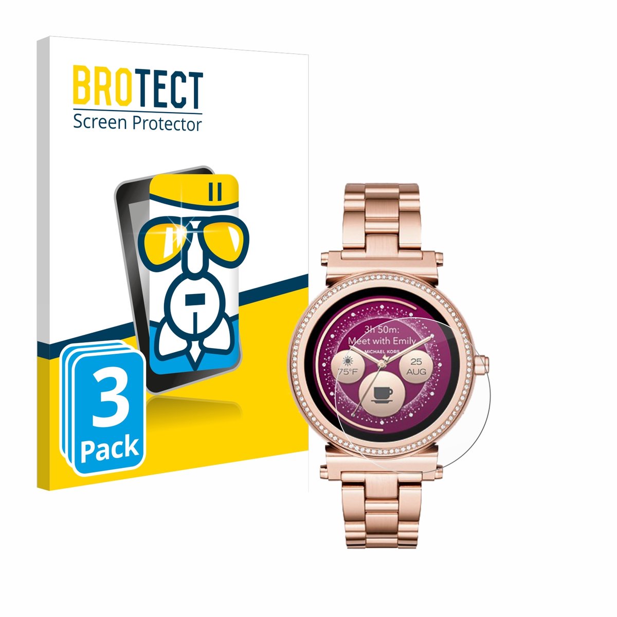 Screenprotector 3 Stuks voor Michael Kors Access Sofie Beschermglas transparant
