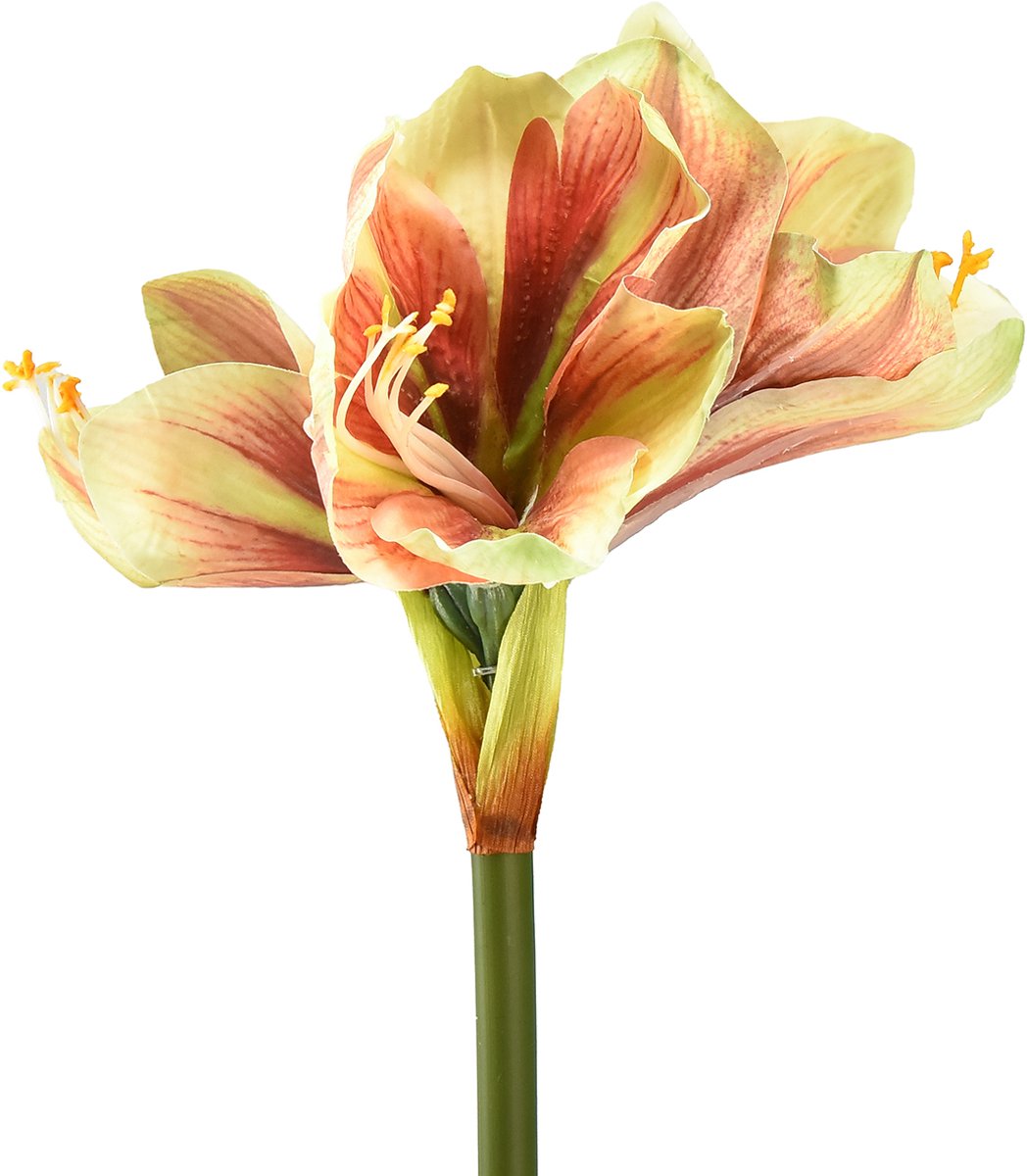 Viana Kunstamaryllisbloem in roze en geel - 66 cm - ideaal cadeau-idee en st