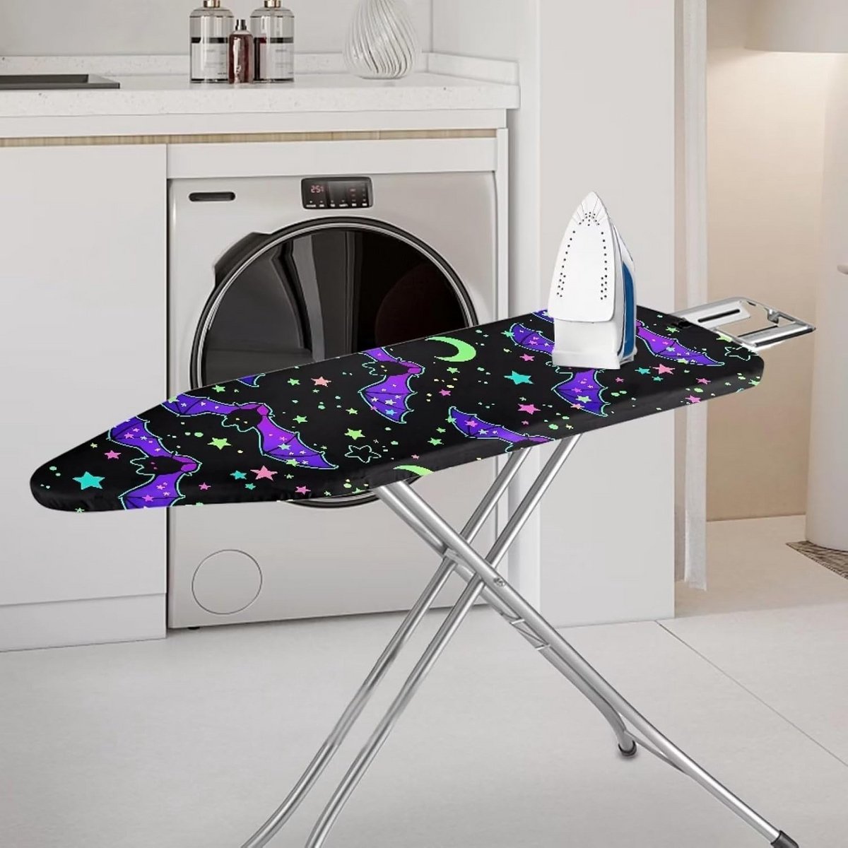 Universele Strijkbeschermhoes met Paars Vleermuizenprint - Halloween Decoratie
