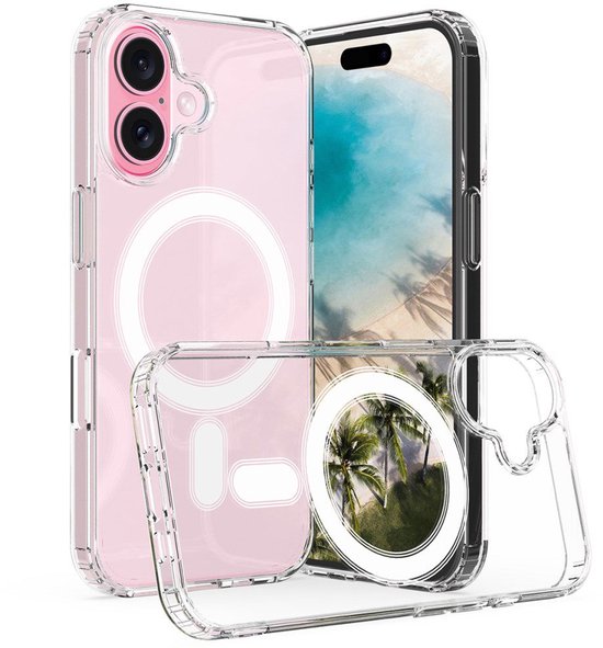Transparant Hoesje Geschikt voor Apple iPhone 16 | Compatibel met MagSafe / Qi2 | Dun TPU | Back Cover met Magneet | Doorzichtig | Ultra Dun